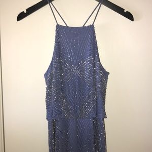 Periwinkle Adrianna Papell beaded gown